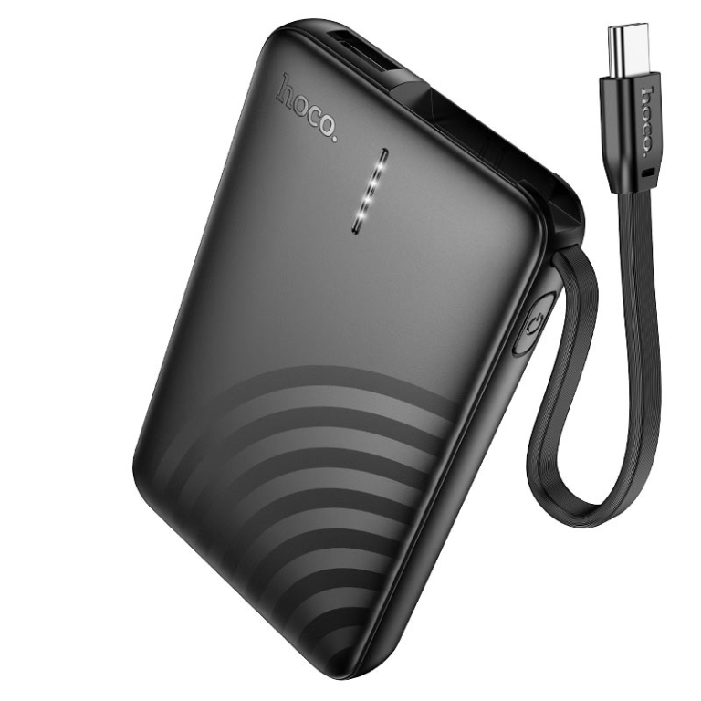Hoco J134 Strong Power Bank 5000mAh με Ενσωματωμένο Καλώδιο Type C – Μαύρο