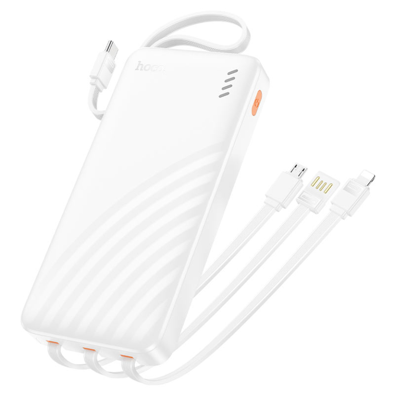 Hoco J146 “Night Tide” Power Bank 10000mAh με 4 Καλώδια & Ένδειξη LED – Λευκό
