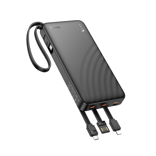 Hoco J146 “Night Tide” Power Bank 10000mAh με 4 Καλώδια & Ένδειξη LED – Μαύρο