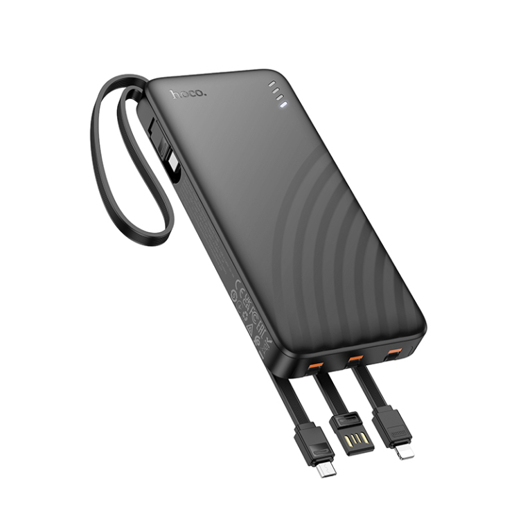 Hoco J146 “Night Tide” Power Bank 10000mAh με 4 Καλώδια & Ένδειξη LED – Μαύρο