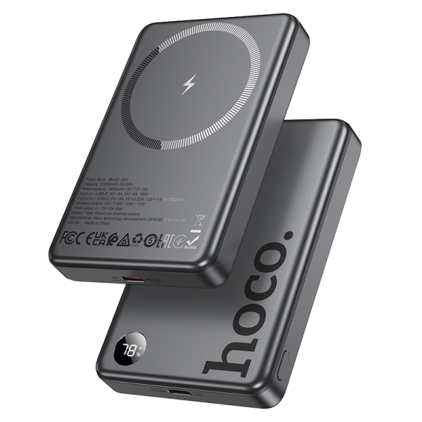 HOCO Q34 Clever Power Bank 10000mAh με Μαγνητική Ασύρματη Φόρτιση & PD 20W – Μαύρο