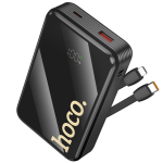 Hoco Q37A Graceful Power Bank 20000mAh 22.5W με Θύρα USB-A, USB-C και 2 Ενσωματωμένα Καλώδια – Μαύρο