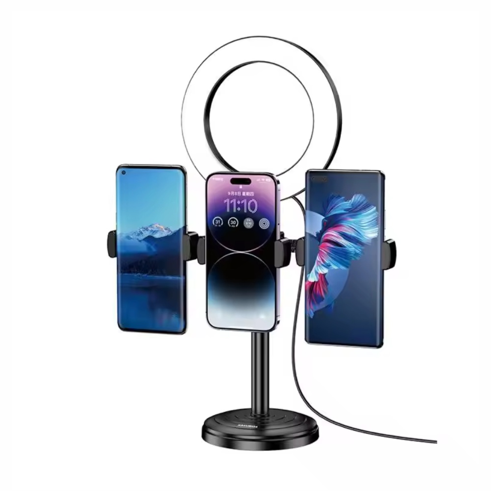 Kakusiga Ksc-1514 Πτυσσόμενη Βάση Selfie &Amp; Desktop Με Φωτισμό Led Ring Light – Μαύρη