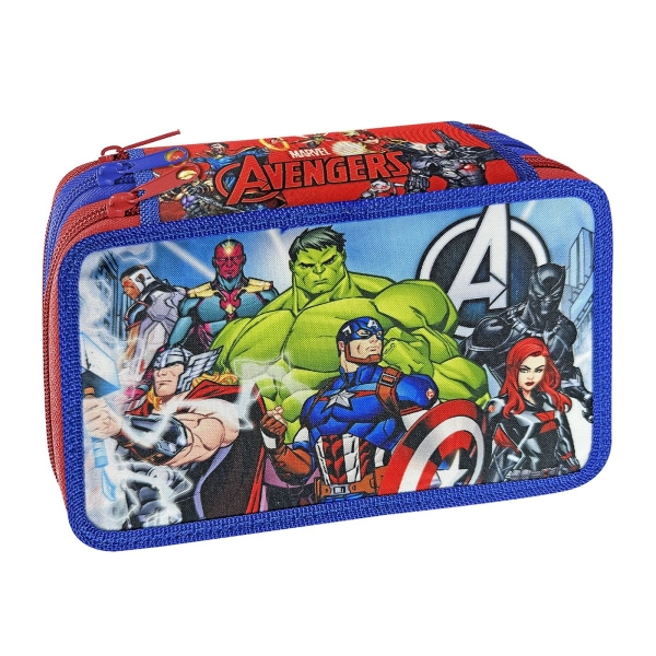 Κασετίνα Γεμάτη Τριπλή Avengers με 3 Θήκες 19.5x12.5x7cm – Παιδική Κασετίνα με Σχέδιο Avengers