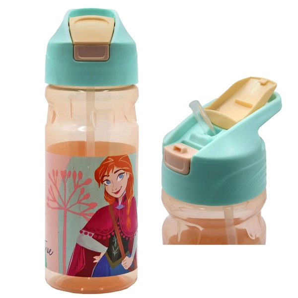 Παιδικό Παγούρι Frozen 550ml με Καλαμάκι Flip – Πλαστικό PS, BPA Free