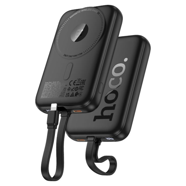 Hoco Q35 Portable Power Bank 10000mAh PD20W με Ασύρματη Μαγνητική Φόρτιση & Καλώδιο Type-C σε Lightning - Μαύρο