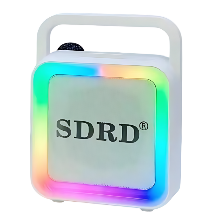 SDRD SD-516 Φορητό Ηχείο Karaoke με 2 Ασύρματα Μικρόφωνα, Bluetooth, LED Φώτα & Θύρες USB/Type-C - Λευκό