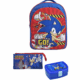 Σετ Σχολικών Sonic 3 Τεμαχίων – Τσάντα Πλάτης, Δοχείο Φαγητού & Κασετίνα Πλακέ με 3 Θήκες