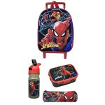 Σετ Spiderman 4 Τεμαχίων με Τσάντα Τρόλεϊ Νηπίου, Παγούρι, Δοχείο Φαγητού & Κασετίνα – Ιδανικό για το Νηπιαγωγείο