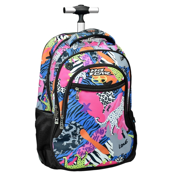 Trolley Σχολική Τσάντα No Fear Bold Africa 48x33x28cm – Ανατομική Πλάτη, Θήκη Οργάνωσης & Προστασία Ροδών