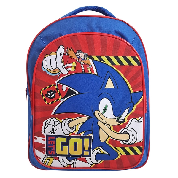 Τσάντα Πλάτης Sonic 36x27x11cm – Εργονομική Σχολική Τσάντα με 3 Θήκες & Ανακλαστικούς Ιμάντες