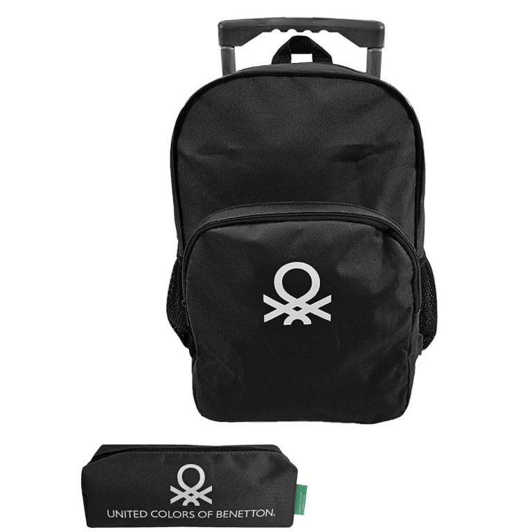 United Colors of Benetton Μαύρο Σχολικό Σετ 2 Τεμαχίων – Τσάντα Τρόλεϊ & Κασετίνα