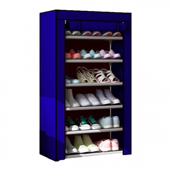 Υφασμάτινη Παπουτσοθήκη 6 Ραφιών 7688 – 60x30x108cm – Μπλέ