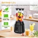Ηλεκτρικό μπλέντερ πολλαπλών χρήσεων 1.5lt 800W Aigostar - μαύρο - Image 3