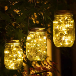 Ηλιακό Διακοσμητικό Γυάλινο Βάζο 20 Led Λαμπάκια Θερμό Λευκό