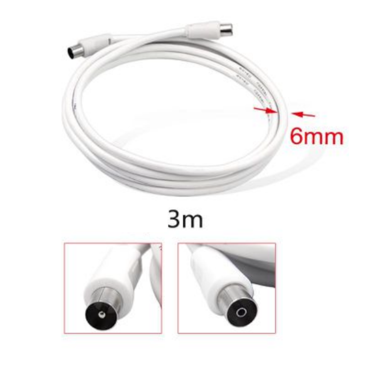 Καλώδιο Κεραίας Τηλεόρασης 3m F15 Λευκό Kmt Tools 2303841