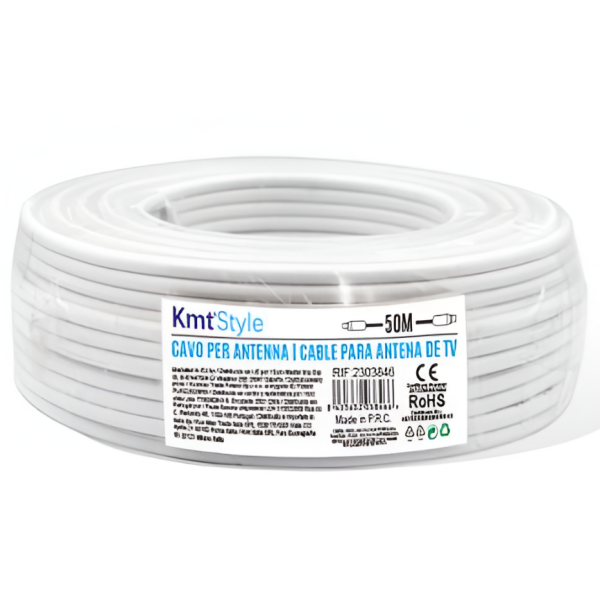 Καλώδιο Κεραίας Τηλεόρασης 50m F15 HDTV 3D 4K Kmt 2303846 Λευκό