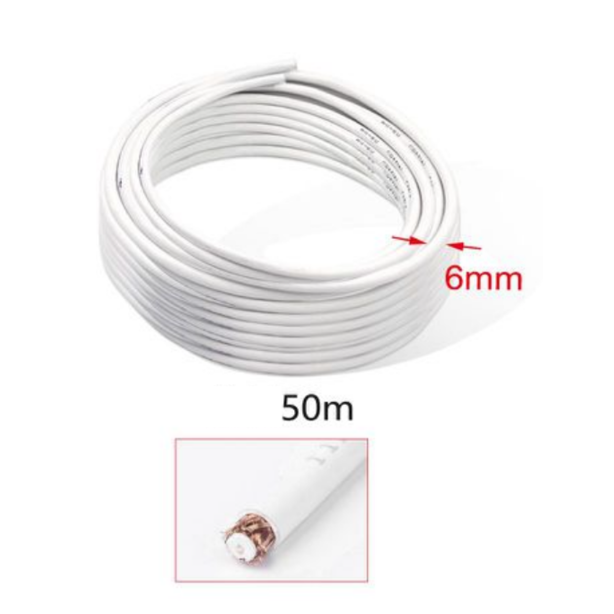 Καλώδιο Κεραίας Τηλεόρασης 50m F15 HDTV 3D 4K Kmt 2303846 Λευκό