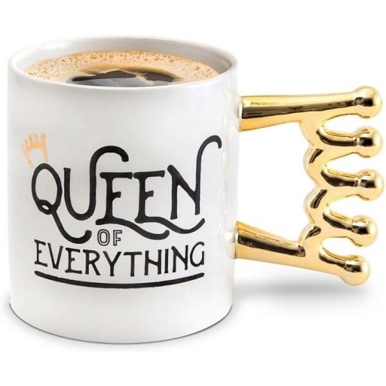 Κεραμική Κούπα με Λαβή σε σχήμα Κορώνα 350ml - Queen of Everything Crown Mug