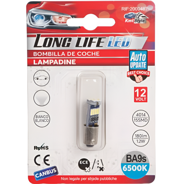 Λάμπα Αυτοκινήτου LED BA9s 15 SMD 12V 1.2W Canbus Λευκή Kmt Style 2000487