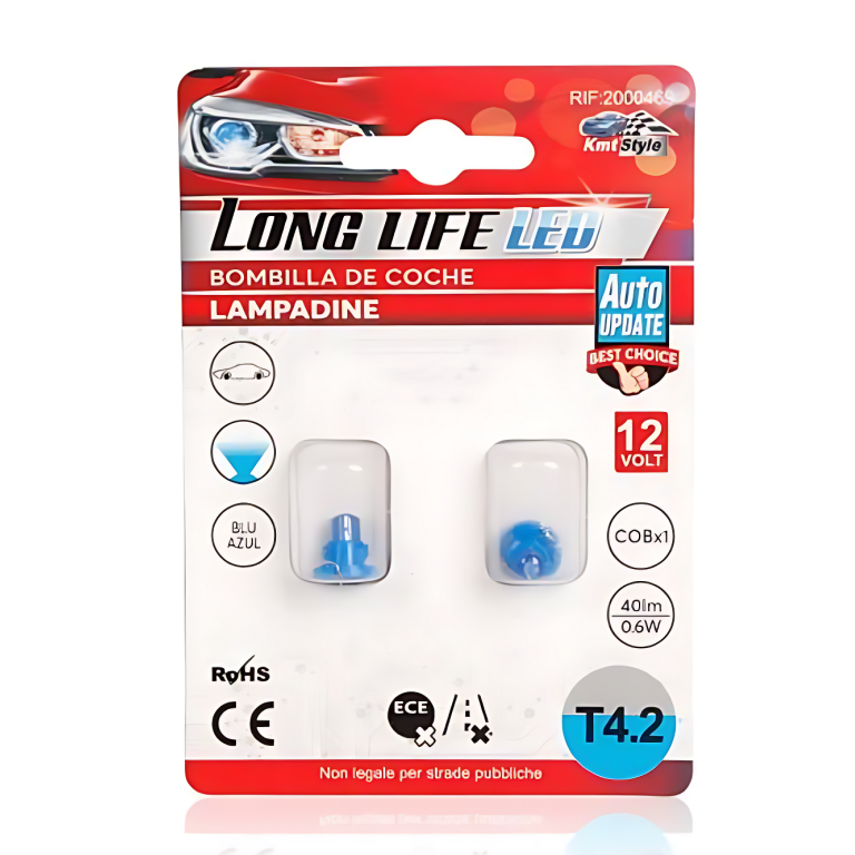 Λάμπες LED Αυτοκινήτου Μπλε T4.2 12V 0.6W 2 Τεμάχια Kmt Style 2000469
