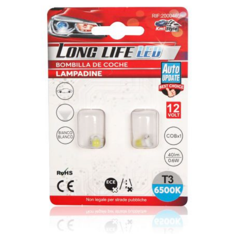 Λάμπες LED Αυτοκινήτου T3 COB Λευκό 12V 0.6W 2 Τεμάχια Kmt Style 2000465