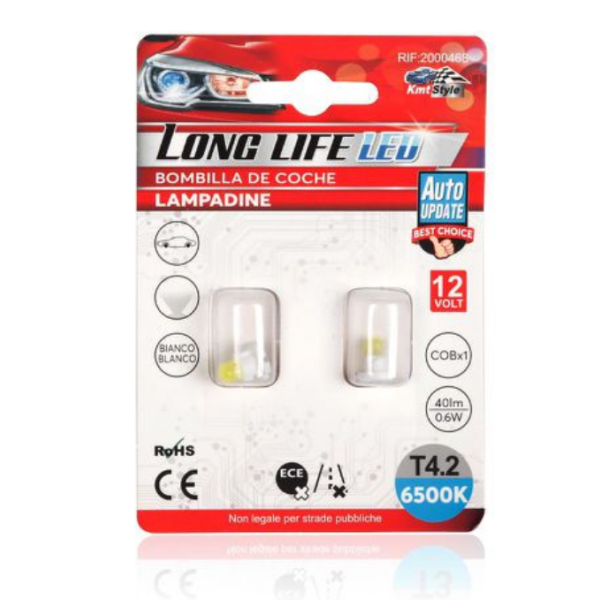 Λάμπες LED Αυτοκινήτου T4.2 COB Λευκό 12V 0.6W 2 Τεμάχια Kmt Style 2000468