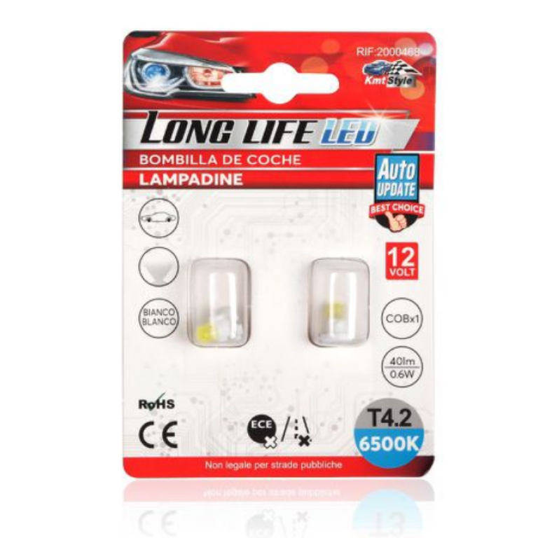 Λάμπες LED Αυτοκινήτου T4.2 COB Λευκό 12V 0.6W 2 Τεμάχια Kmt Style 2000468
