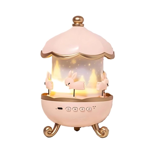 Led Περιστρεφόμενο Παιδικό Φωτιστικό Projector με Προβολή Αστεριών Ροζ