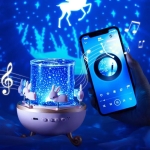 Led Περιστρεφόμενο Παιδικό Φωτιστικό Projector με Προβολή Αστεριών Ροζ
