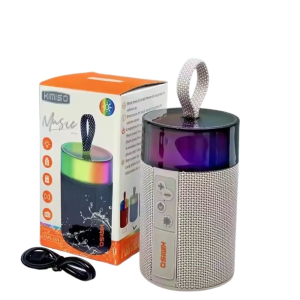 Μίνι Φορητό Ασύρματο Ηχείο με φωτισμό RGB KMS-269 - Γκρι