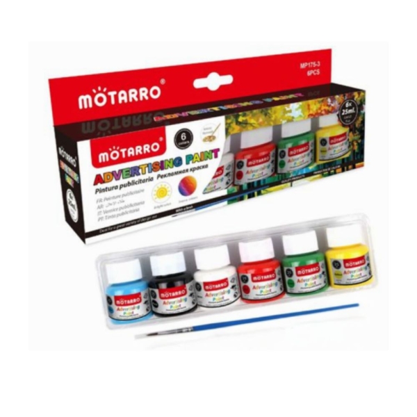 MOTARRO – Σετ Χρωμάτων Χειροτεχνίας "Advertising Paint", 6 x 25ml