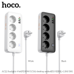 Hoco AC22 Sunlight Πολύπριζο Γραφείου 4 Θέσεων με 4 Θύρες USB (PD30W/1C3A) – Καλώδιο 3m- Λευκό