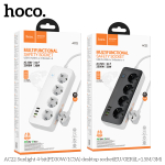 Hoco AC22 Sunlight Πολύπριζο Γραφείου 4 Θέσεων με 4 Θύρες USB (PD30W/1C3A) – Καλώδιο 3m- Λευκό