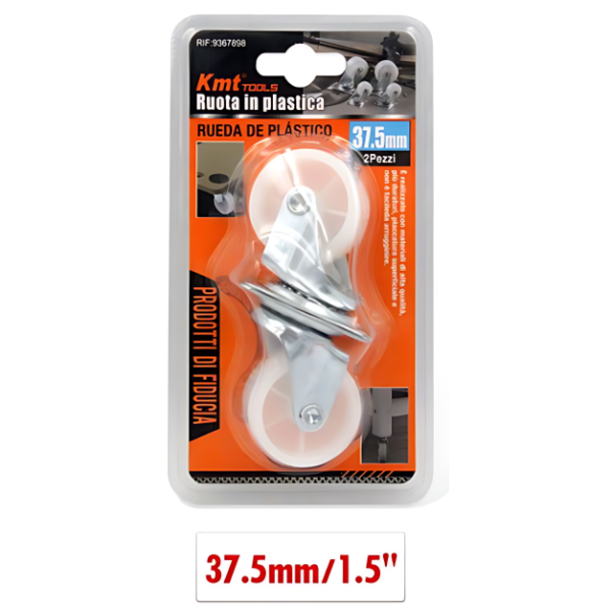 Περιστρεφόμενα ροδάκια επίπλων 37.5mm 1.5'' 9367898 2τμχ - διάφανο - Image 2
