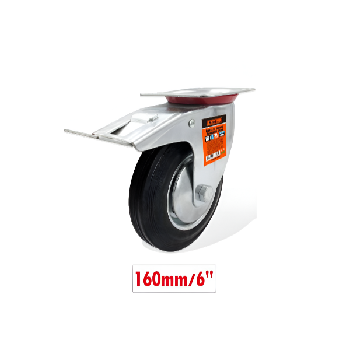 Περιστρεφόμενο ροδάκι επίπλων 160mm 6'' με φρένο 9367808 - ασημί - Image 2
