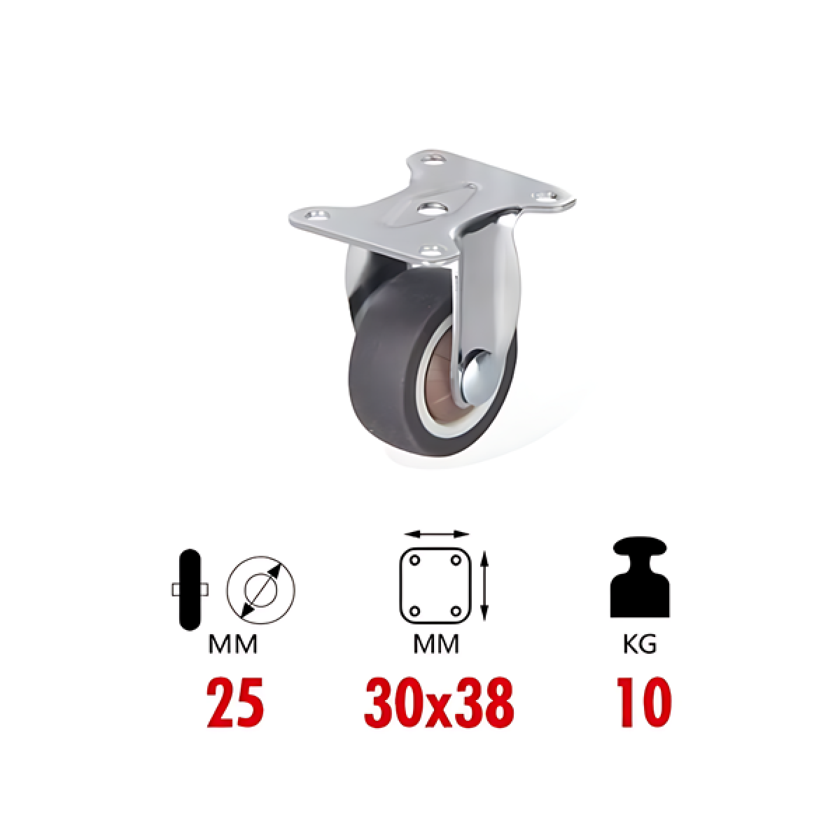 Περιστρεφόμενο ροδάκι επίπλων 25mm 2385791 - ασημί - Image 3