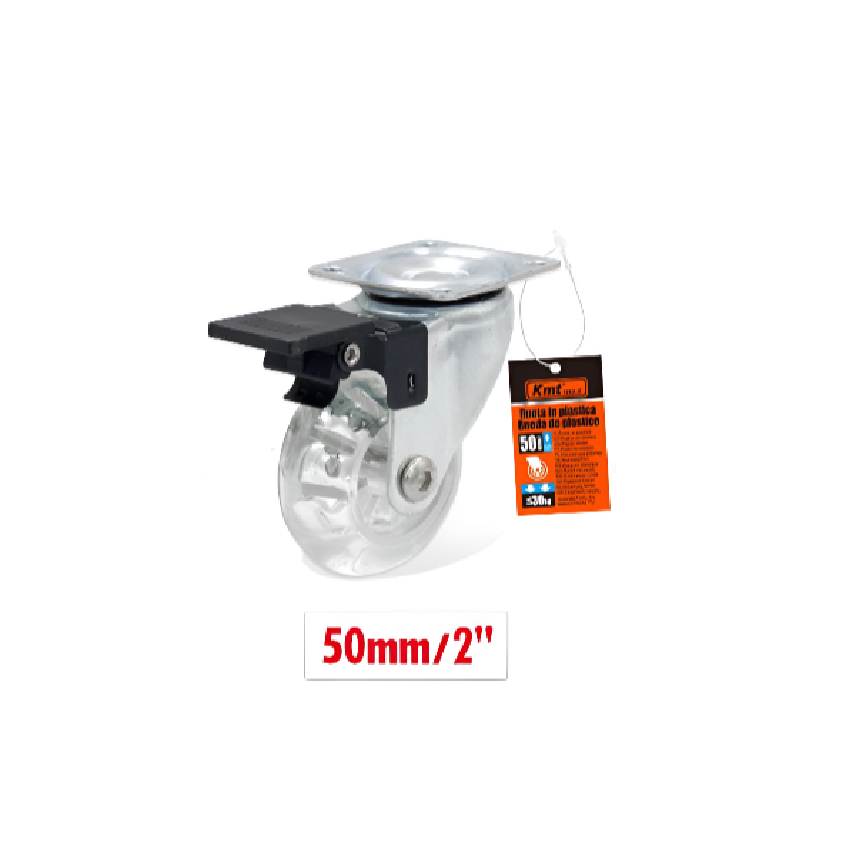 Περιστρεφόμενο ροδάκι επίπλων 50mm 2'' με φρένο 9367795 - διάφανο - Image 2