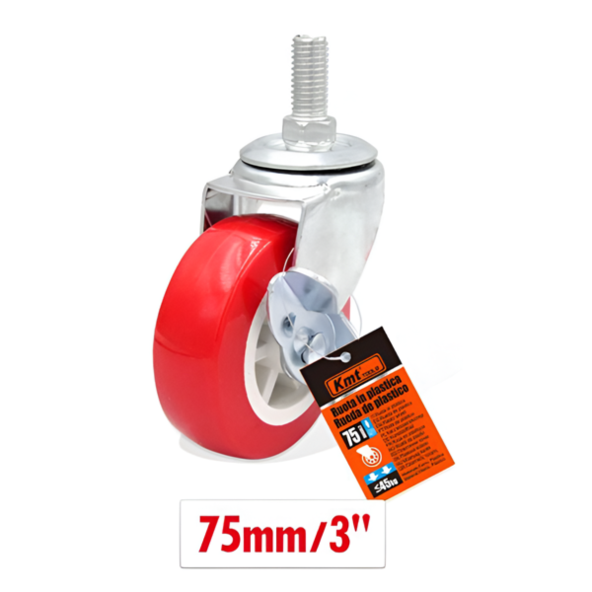Περιστρεφόμενο ροδάκι επίπλων 75mm 3'' 9367834 - κόκκινο - Image 2
