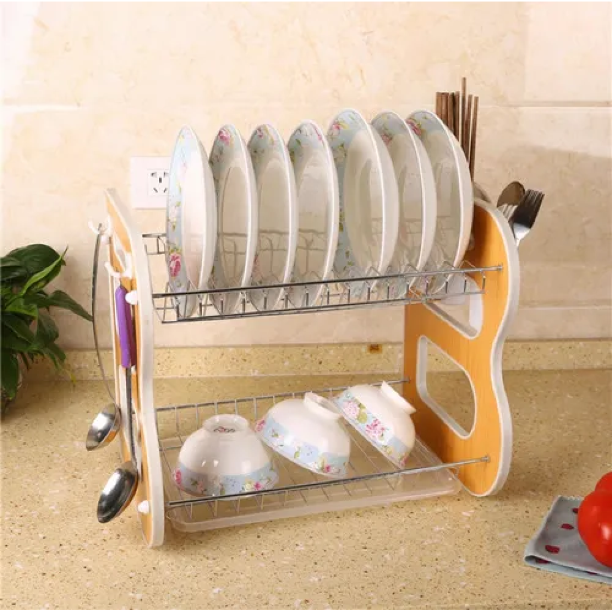 Πιατοθήκη Μεταλλική 40x25.5x34cm Διώροφη Kmt Style 5403176