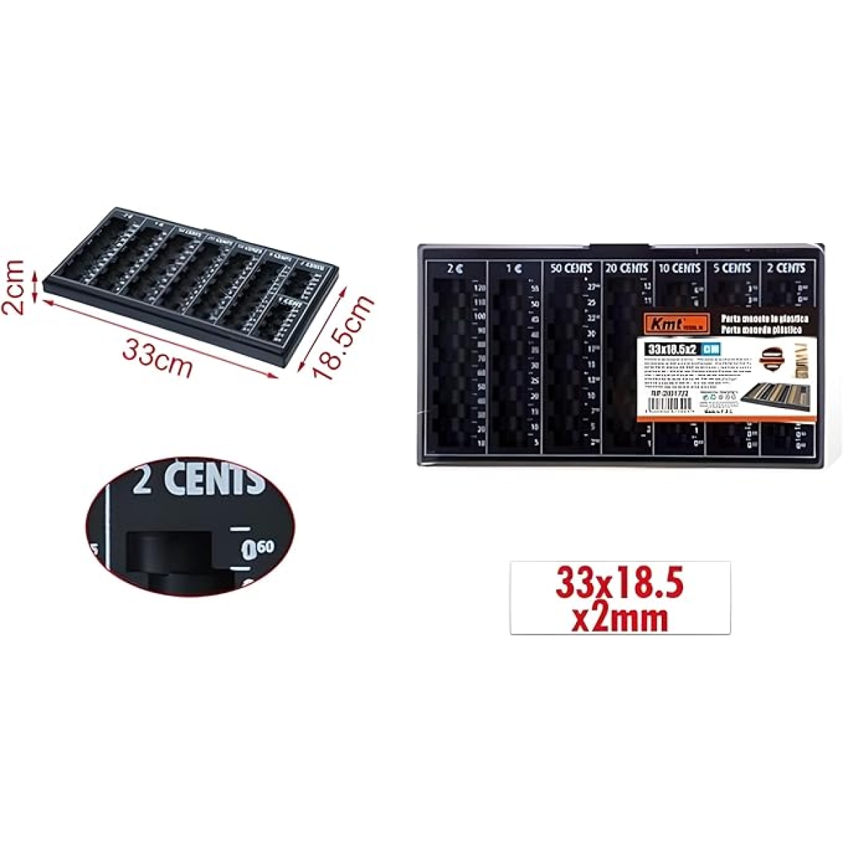 Πλαστική Κερματοθήκη 33x18.5x2cm Μαύρη Kmt Tools 2001722