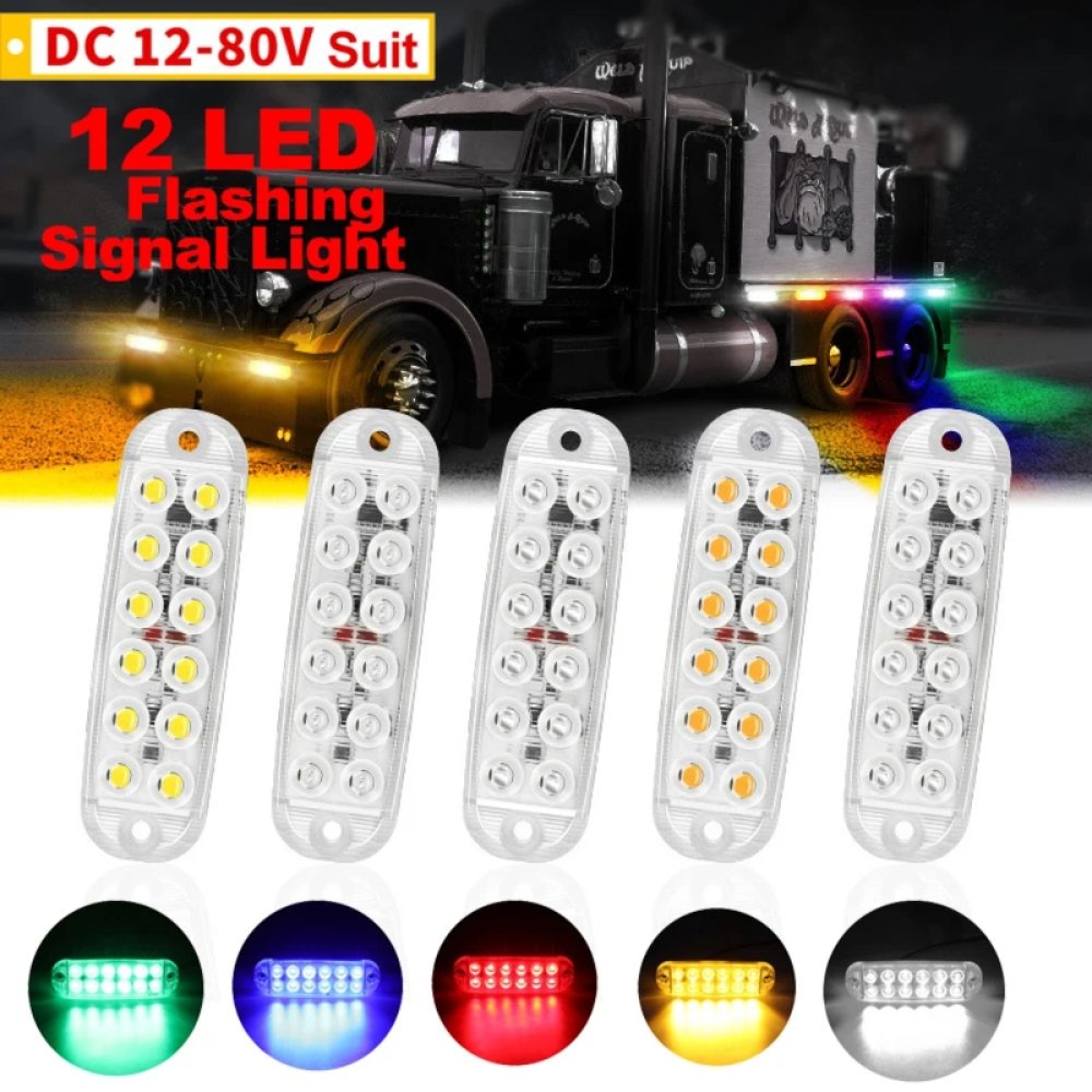 Πλευρικό LED Φως Όγκου Φορτηγού Strobe 12V–80V – Κίτρινο