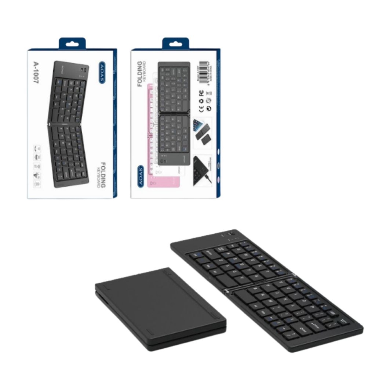 Πτυσσόμενο μίνι ασύρματο πληκτρολόγιο US A-1007 Μαύρο
