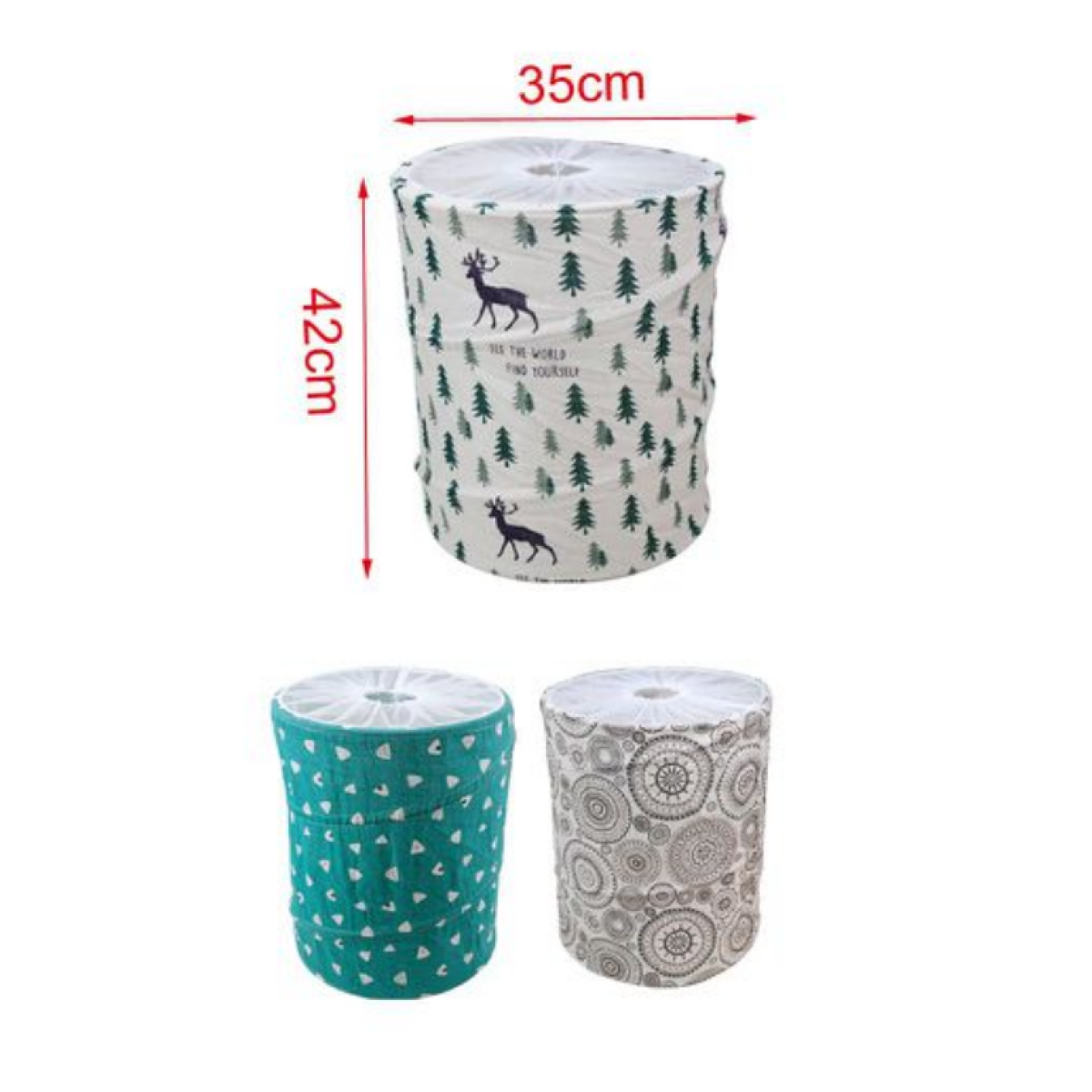 Πτυσσόμενος Κάδος Αποθήκευσης 35×42cm Kmt Style 2208775 με Σχέδιο Δάσος