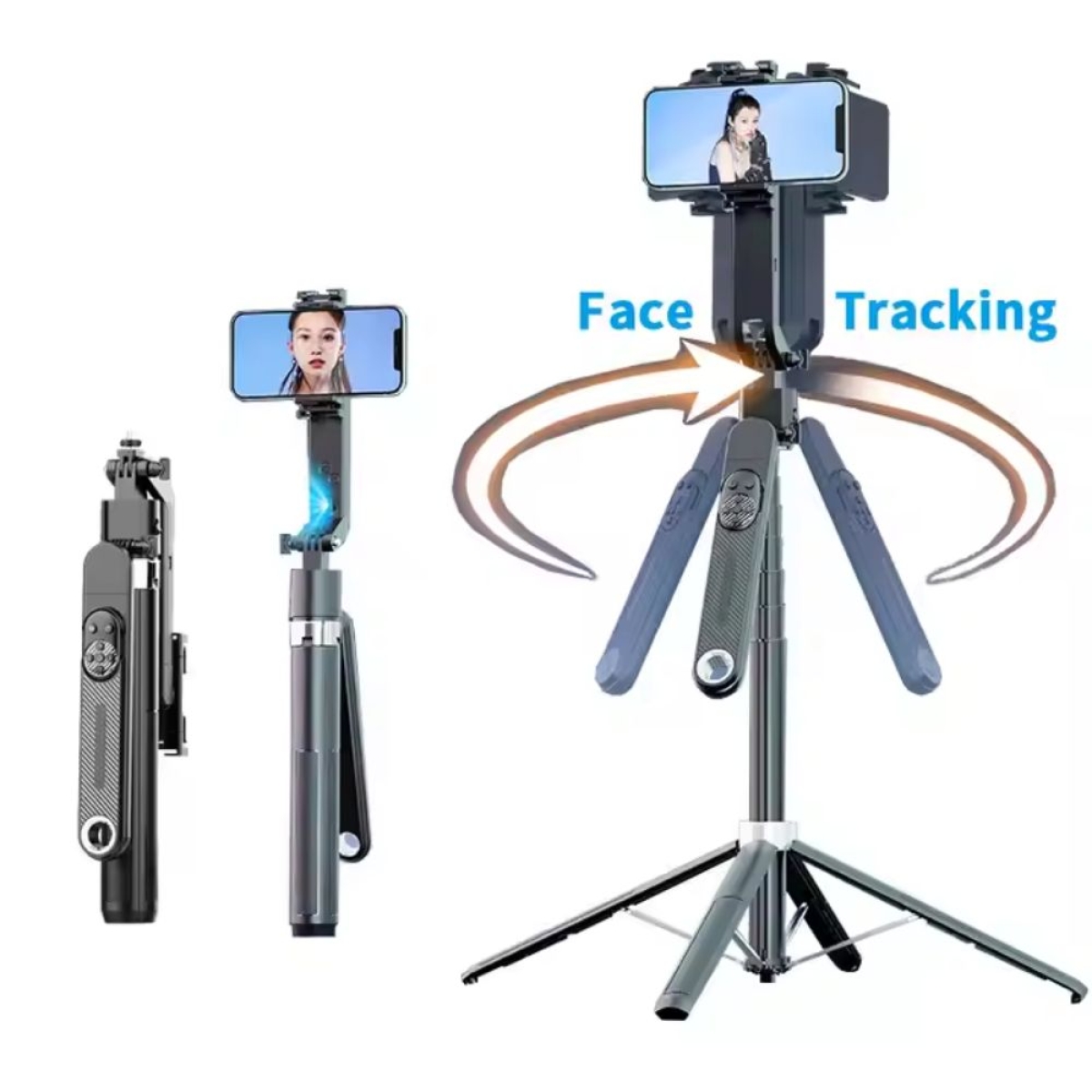 Selfie Stick με Gimbal και AI Παρακολούθηση Προσώπου Q515TK με Τρίποδο και Περιστροφή 360°
