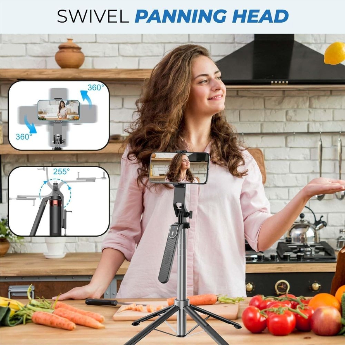 Selfie Stick με Gimbal και AI Παρακολούθηση Προσώπου Q515TK με Τρίποδο και Περιστροφή 360°