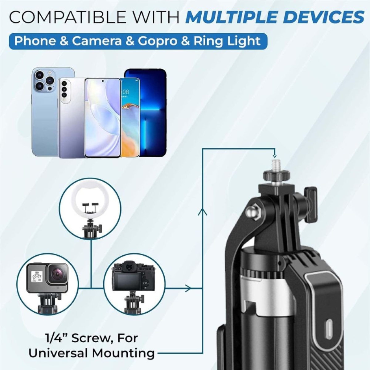 Selfie Stick με Gimbal και AI Παρακολούθηση Προσώπου Q515TK με Τρίποδο και Περιστροφή 360°