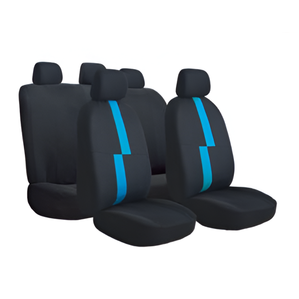 Σετ Καλύμματα Αυτοκινήτου 11τμχ Μαύρο-Μπλε Ρίγα Kmt Style 2000148