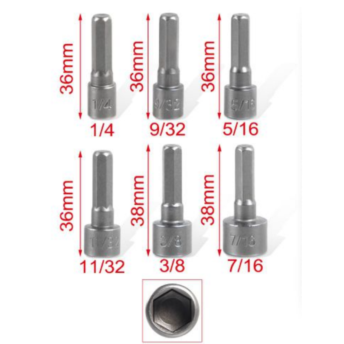Σετ Καρυδάκια 6 Τεμαχίων 1/4–7/16" Μαγνητικά 36–38mm Kmt Tools 2385688