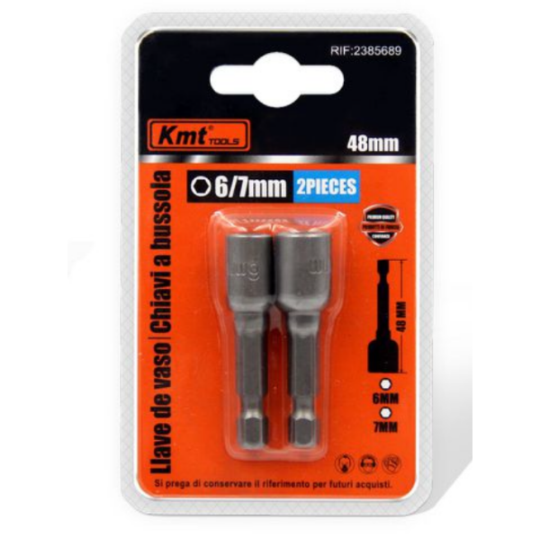 Σετ Καρυδάκια Μαγνητικά 2 Τεμαχίων 6mm & 7mm x 48mm Kmt Tools 2385689